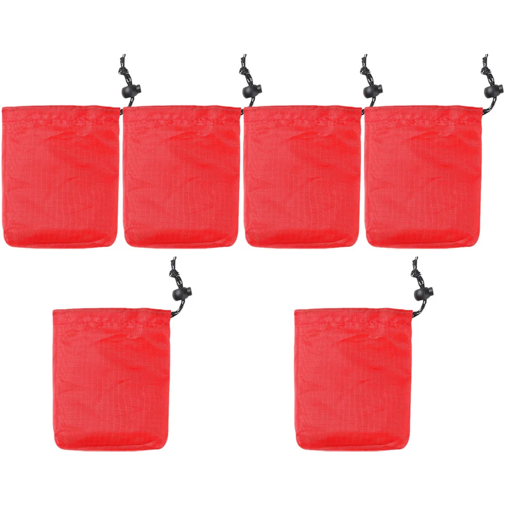 6Pcs Ecofriendly Polyester Drawstring Bags Bright Colors Jewelry Pouches Camping Organizers Storage Portable Sundries Bag