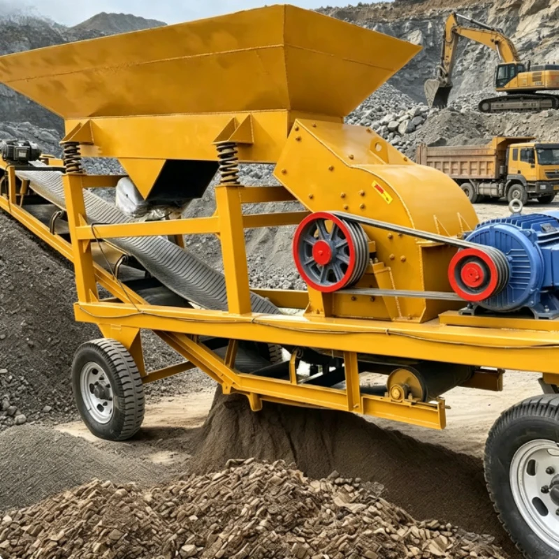 Customized Diesel-powered Mobile Jaw Crusher with Conveyor Belt High Efficiency 10t/h Capacity Used Gold Ore Rock Processing