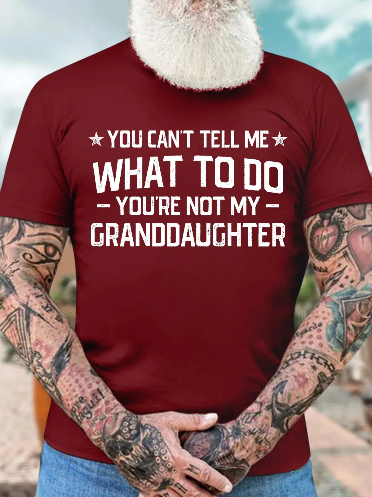 Men’s You Can’t Tell Me What To Do You’re Not My Granddaughter Casual Regular Fit Crew Neck Cotton T-Shirt image 2