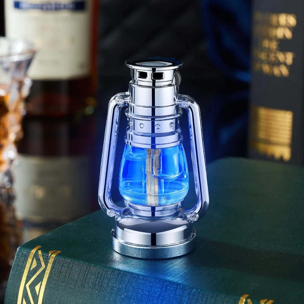 

New Retro Style LED Color Light Lighter Transparent Gas Box Classic Open Flame Retro Grinding Wheel Metal Inflatable Lighter