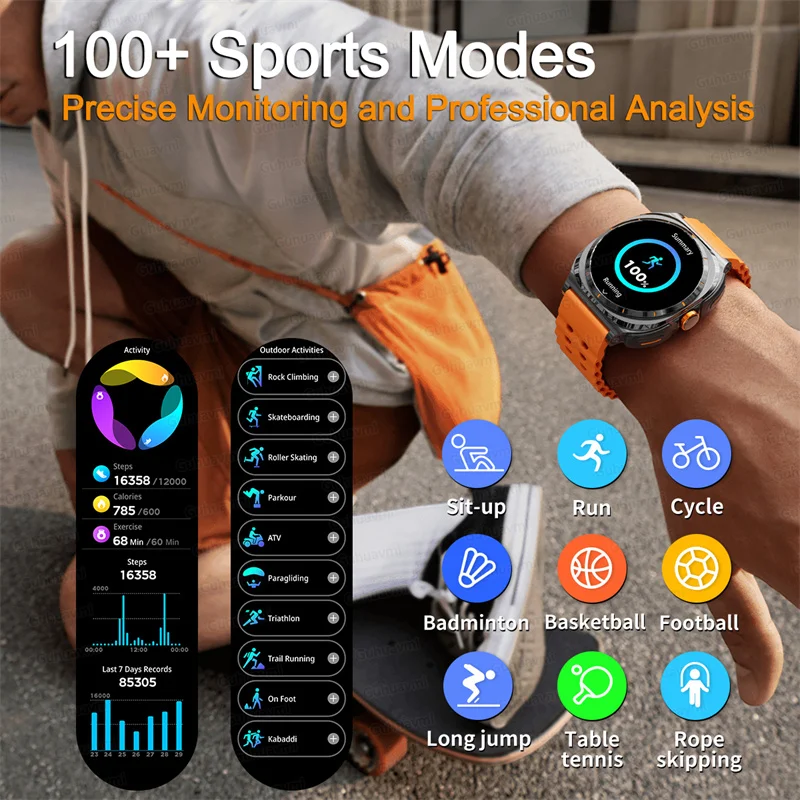 2025new esportes ao ar livre relógio inteligente masculino tela amoled freqüência cardíaca à prova dwaterproof água chamada tws fone de ouvido smartwatch esportes fitness rastreamento