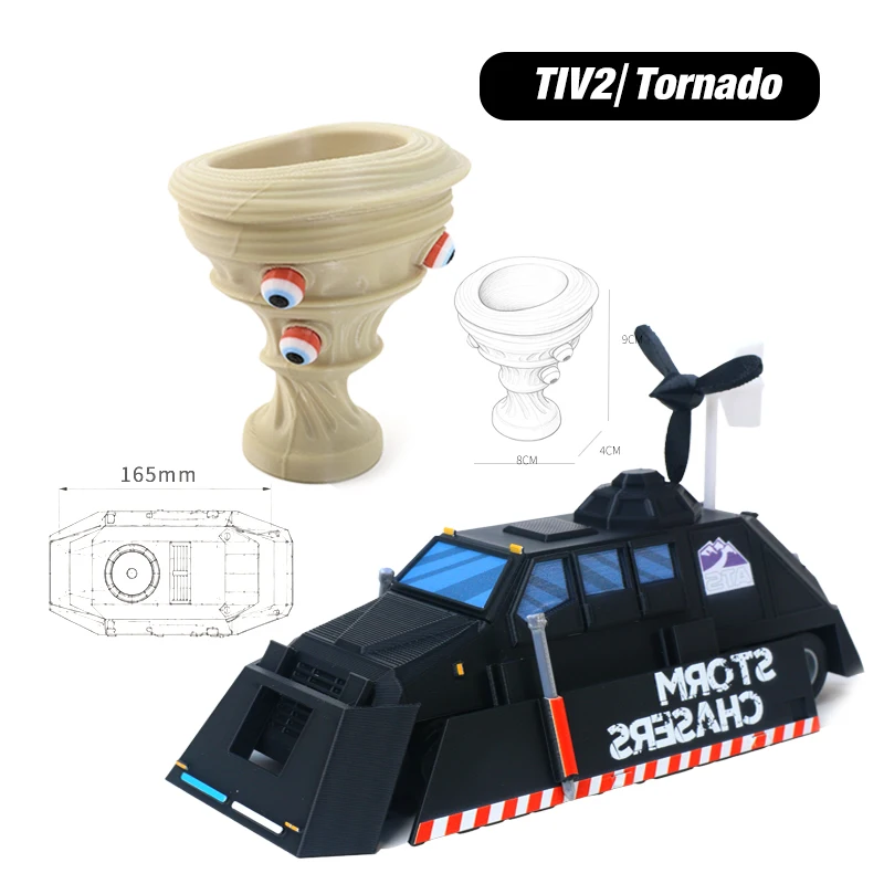 TIV2 Tornado Intercept Vehicle Model 3D Printed Storm Chaser Car With Tornado Vessel Ornament Collectible Gift