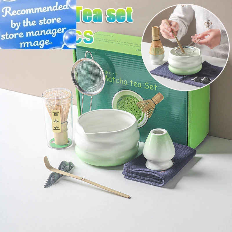 

4/5/7pcs Set Traditional Ceramic Tea Bowl Durable Handmade Green Tea Maker Cup for Matcha Preparation Kitchen Supplies