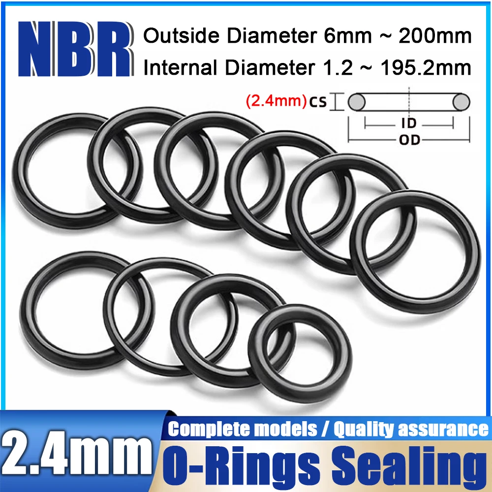 

10/50pcs CS 2.4mm NBR Rubber Silicone O Ring Seal Oring Gasket Washer O-ring High Pressure Repair Oil Resist Band Sealing Rings