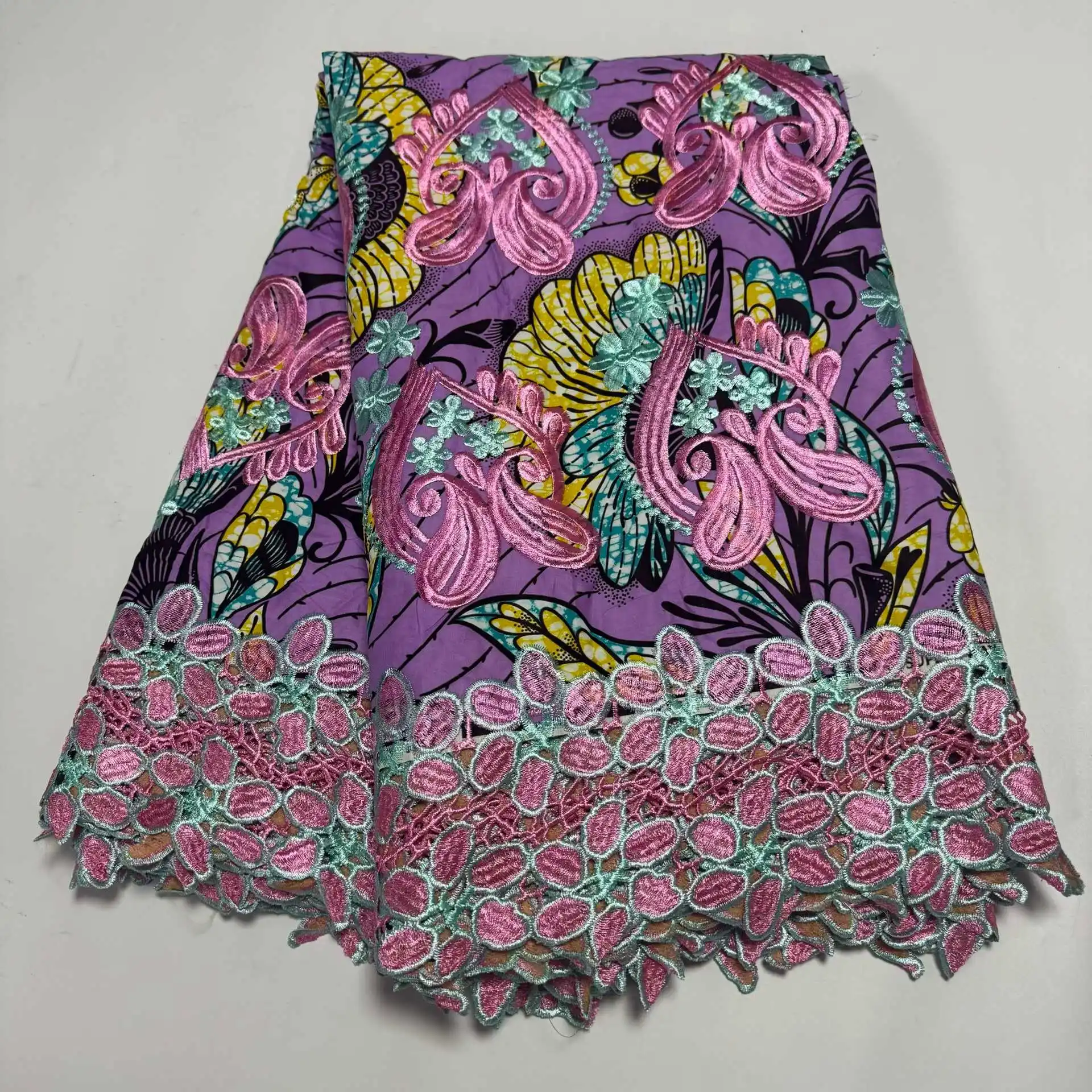 

6Yards2026 Latest High Quality Popular Delicate Embroidered Holland Wax lace With Stones Fabric For Party Evening Dress NN5611_V