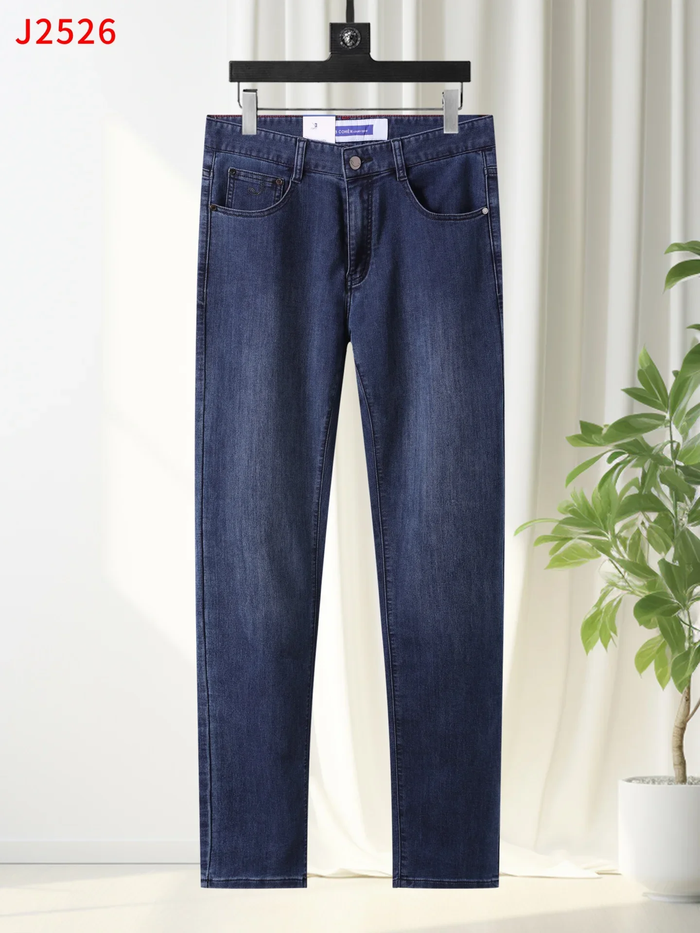 OECHSLI Jeans Thin Cotton Men 2025 Spring Summer new Button Business Casual outdoors Embroidery Straight Big size 30-40 Pants