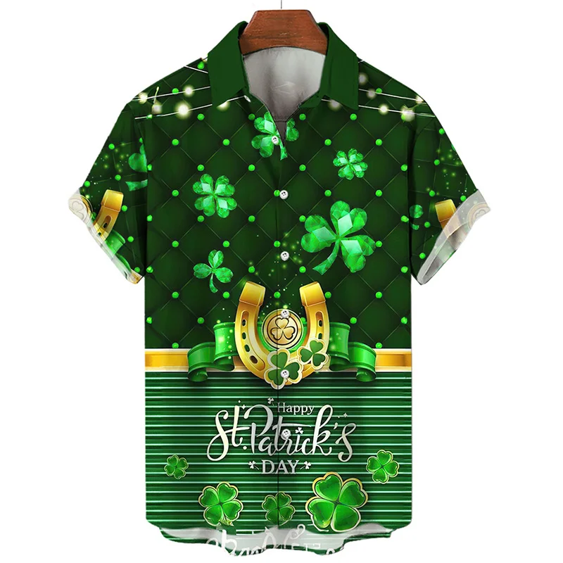 

New Summer 3D St. Patrick's Day Printing Shirts For Men Children Fashion Streetwear Short shirts Women Funny Kawaiian Clothing