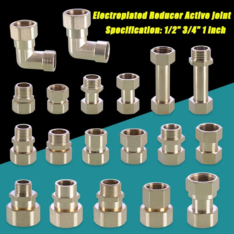 

1/2“ To 3/4” Electroplated Reducer Movable Joint 1 Inch Double Female Thread Direct Elbow Water Heater Pipe Fitting Copper