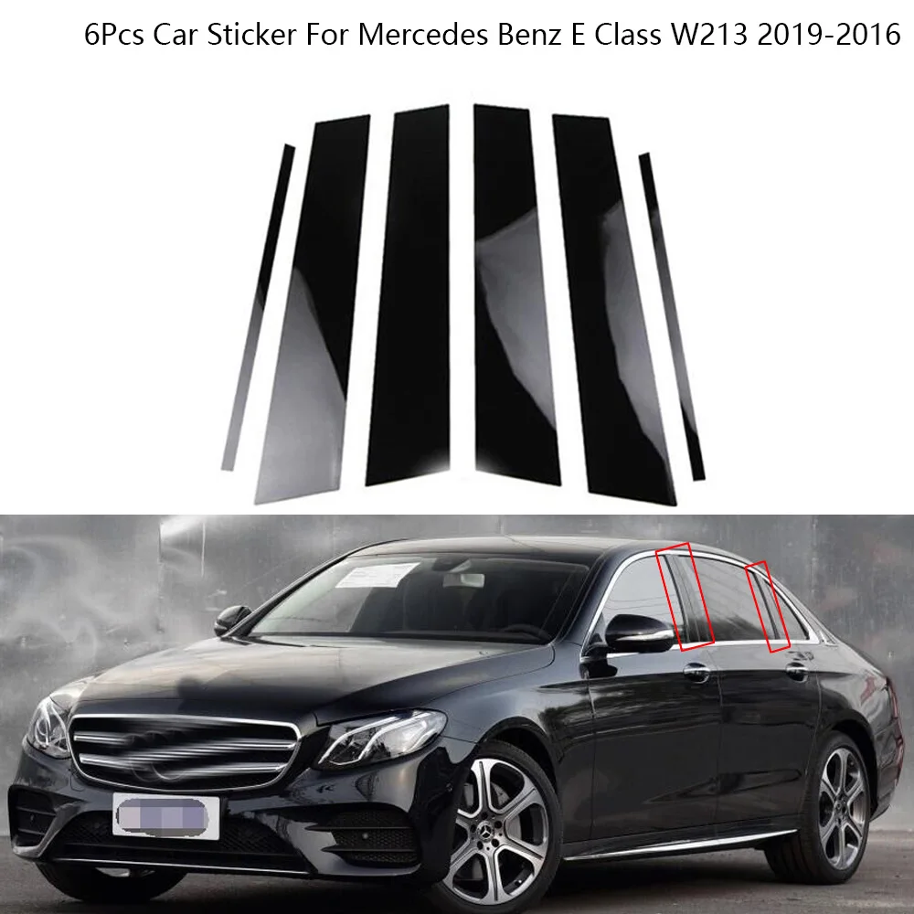 

6Pcs Carbon Fiber Black Car Middle Column PC Window Trims B C Pilar Strip Cover Sticker For Mercedes Benz E Class W213 2019-2016