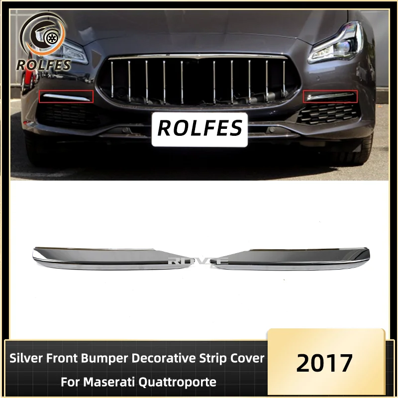 ROLFES For Maserati Quattroporte 2017 -2022 Car Silver Grey Front Bumper Decorative Strip Cover Trim Exterior Part Accessories