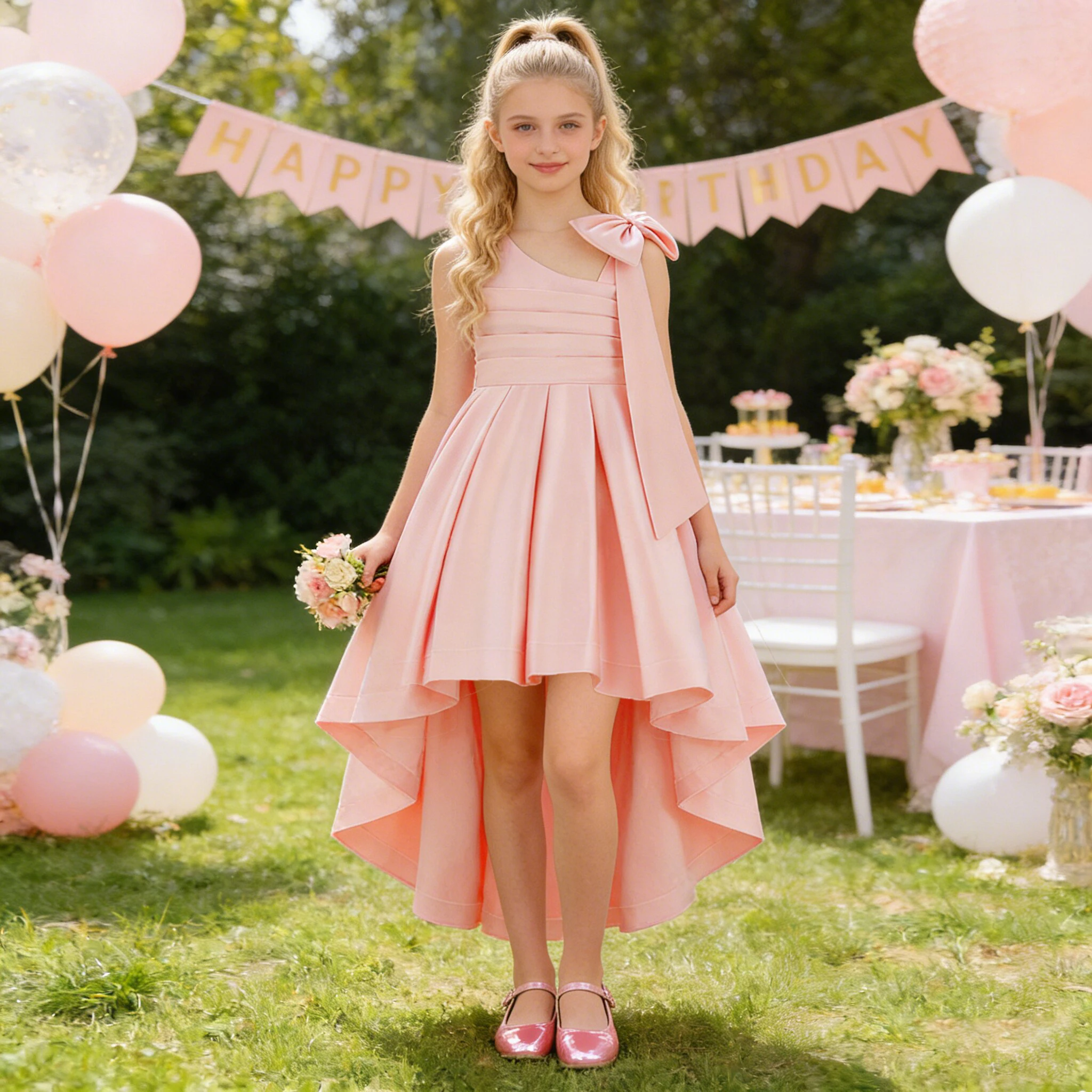 

Модные вечерние платья подружки невесты для девочек, элегантное платье принцессы с бантом на свадьбу, день рождения, выпускное платье для девочек, вечерний костюм для первого причастия