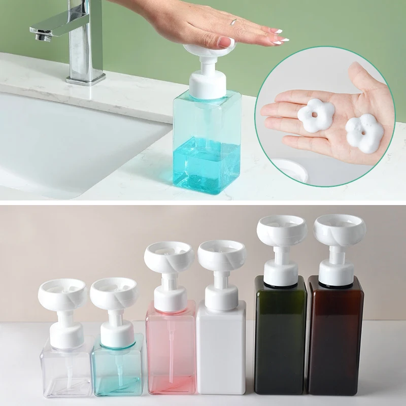 Floral Foam Pump Bottle Refillable Flower-Shaped Liquid Hand Soap Dispenser Empty Lotion Shampoo Shower Gel Sparkling Bottle