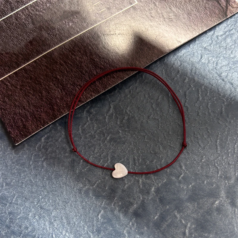 Cadena de mano tejida con corazón ajustable para mujer, pulseras con dijes de amor de cuerda roja de la suerte, accesorios de joyería de moda de amistad, regalos