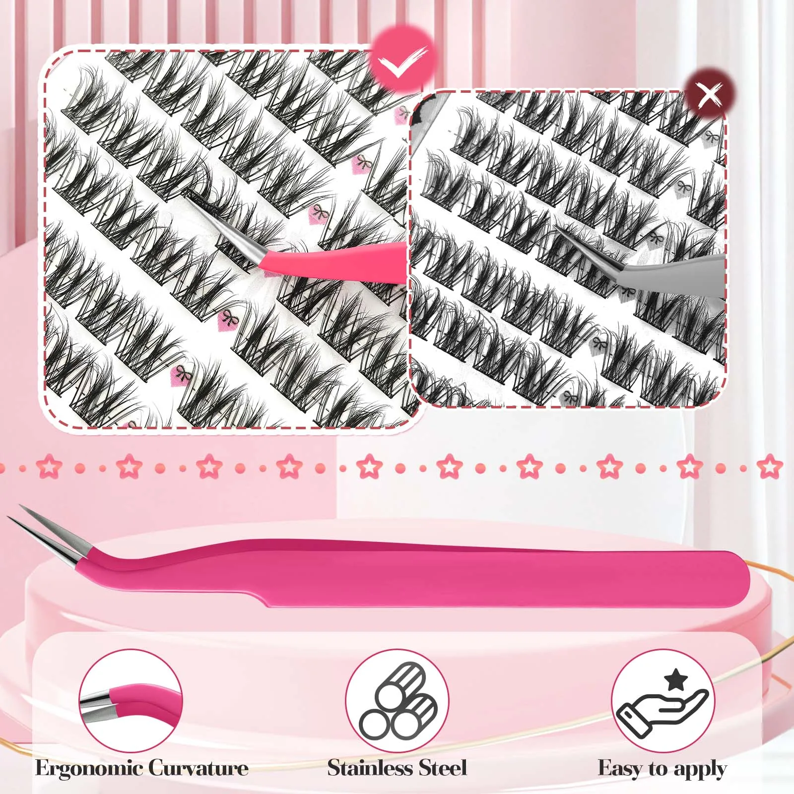 Multi-Style Cluster-Wimpern-Set: Welpenaugen-, Katzenaugen- und Puppenaugen-Effekt, Flauschige DIY Einzelwimpern, Gemischte Segmentierte Wimpernverlängerungen – Detail 7