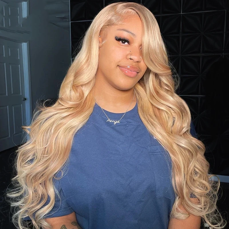 22 Inch Asblonde Hd Lace Front Human Hair Pruik 613 Blond Haar Gekleurd Menselijk Haar Pruiken Body Wave Bruin Haar Pruiken Voor Vrouwen