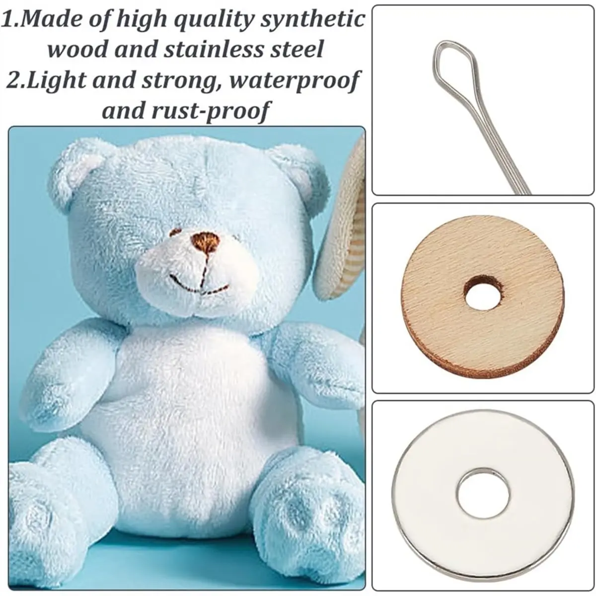 【BAAQ】 30 Set 11.5mm Doll Joint Connectors Cotter Pin Joints and Fibreboard Disks Rotatable Pin for Plush Doll Making Supplies