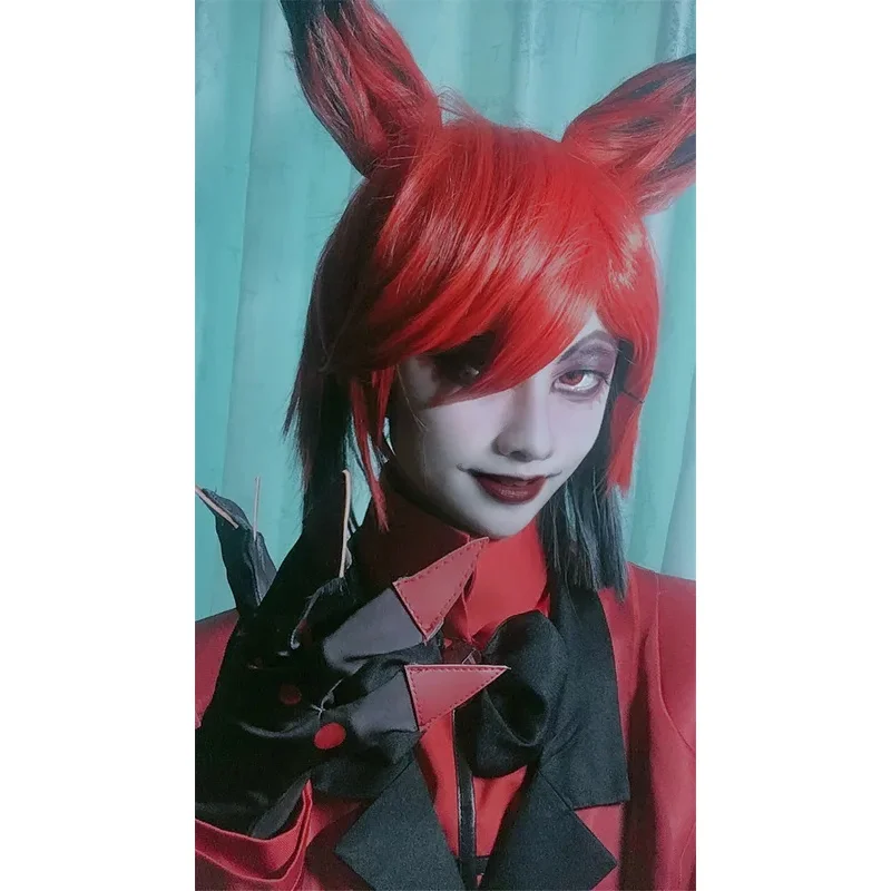 New Hazbin Cosplay Hotel ALASTOR Cosplay Wigs Hair Props Halloween Carnival Christmas Costumes Accessories