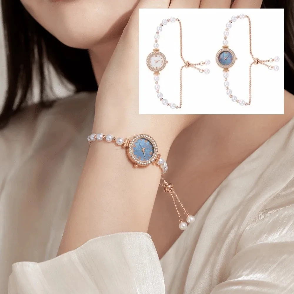 Slim Strap Ladies Quartz Watch Round Dial Adjustable Women Quartz Watch Decorative Drawstring Design Vintage Female Clock