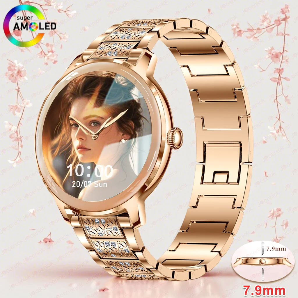 

2025 New Fashion Smart Watch Women AMOLED HD Screen Heart Rate Custom Dial Waterproof Ultra-thin Body Bluetooth Call Smartwatch