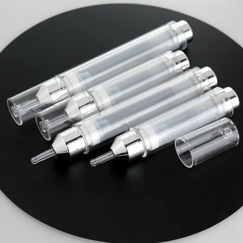 100 szt. Butelki z pompką bezpowietrzną DIY 5/10/15 ml Puste Wielokrotnego Użytku Wysokiej Jakości Podróżne Pojemniki z Pompką do Kremu pod Oczy Olejków Eterycznych