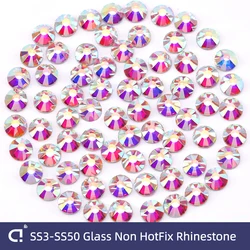 DUCRYSTAL SS3-SS50 Clear/ClearAB Glass Rhinestone Non HotFix Flatback Glass Crystal Glue on Nail Art Rhinestone Craft Decoration