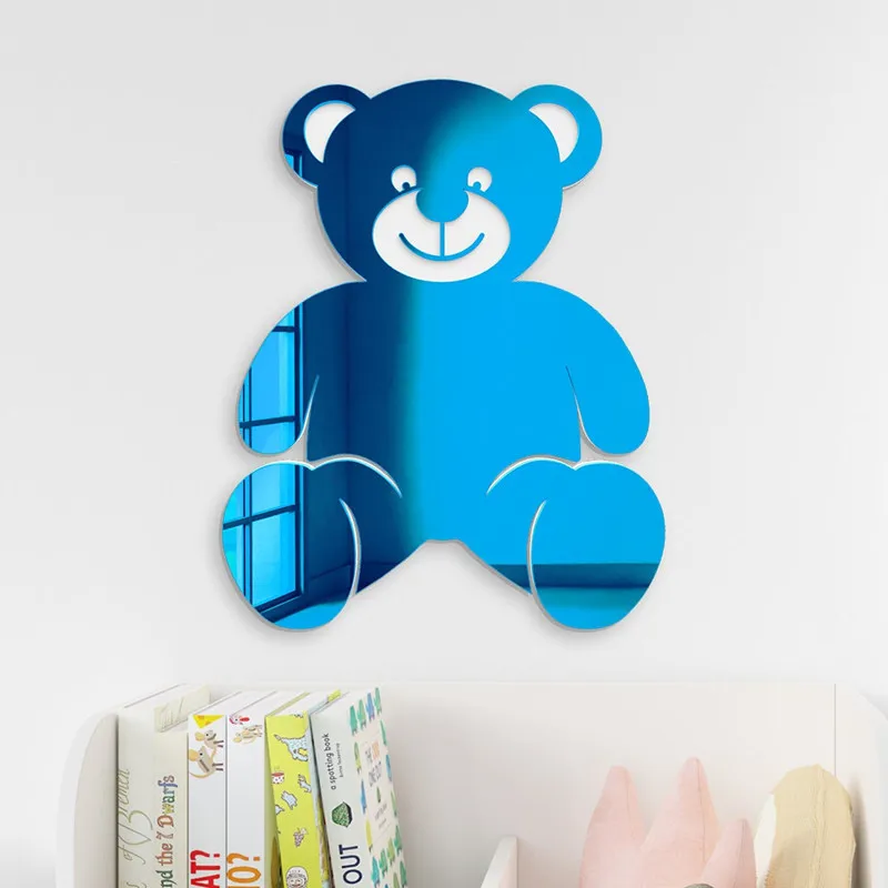 

Acrylic Bear Wall Art Mirror Custom Wall Decor Mirrors 3D Mirrored Wall Sign for Kids Room Bedroom Living Room Personalized Gift