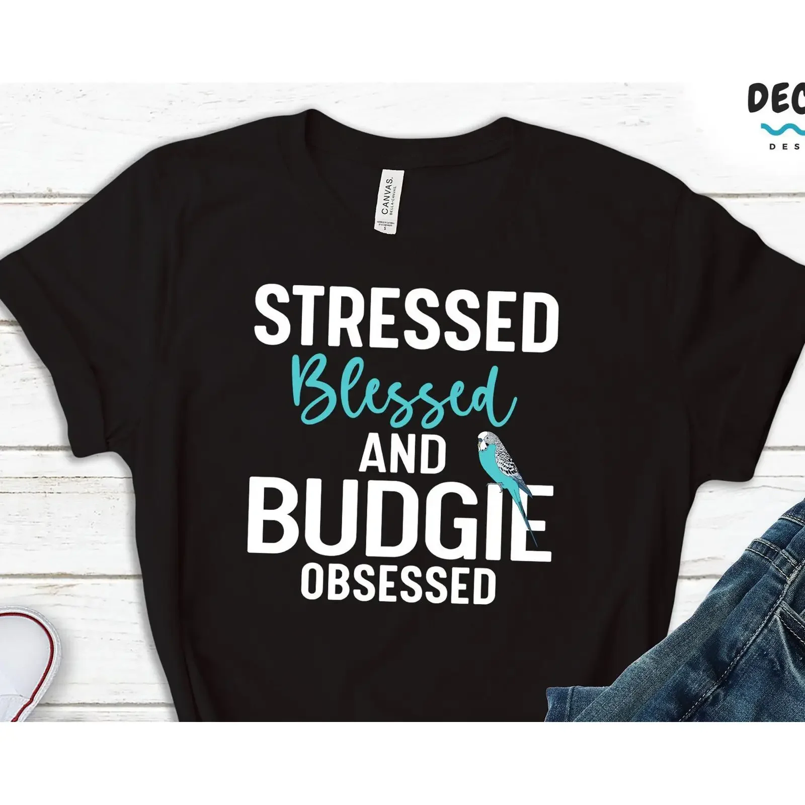 Stressed Blessed And Budgie Obsessed Funny T Shirt Parakeet Bird Lover for Nerd Birdwatcher  vintage Washed Comfortable homme