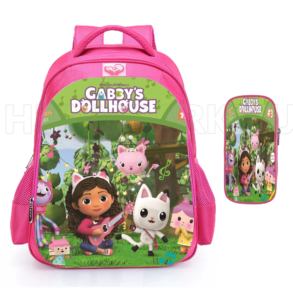 Gabby\'s Doll house Girls School Bags Children Schoolbag Orthopedic Primary Cartoon Pink Backpack Princess Bagpack Kids Mochilas