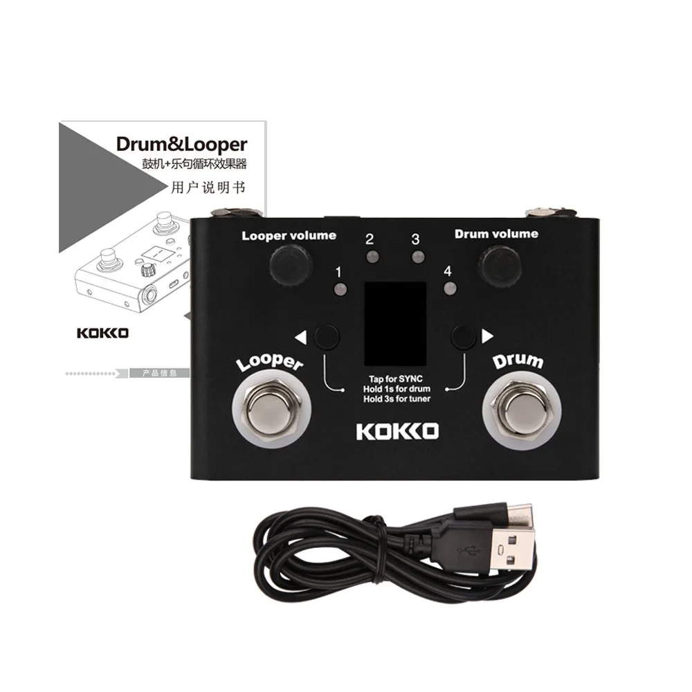 

KOKKO Drum Looper Effect Pedal Effects Processors Tuner BT Page-Turner Phrase Loop Recording Drum Effect Compact Pedal