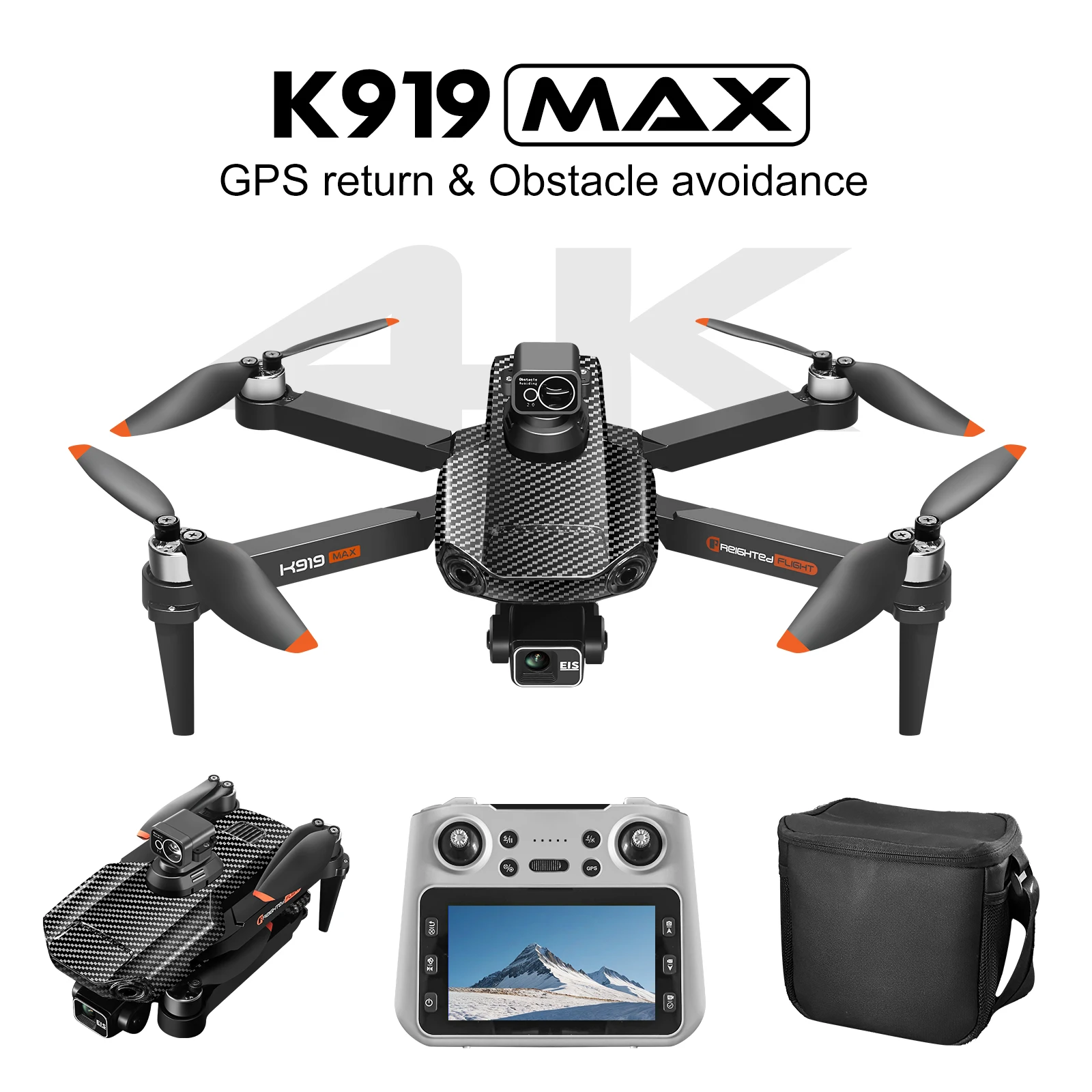

NewK198 Max Drone 8K Professional 5G GPS HD Dual Camera Photography 5KM Brushless Foldable Large Screen RC Quadcopte