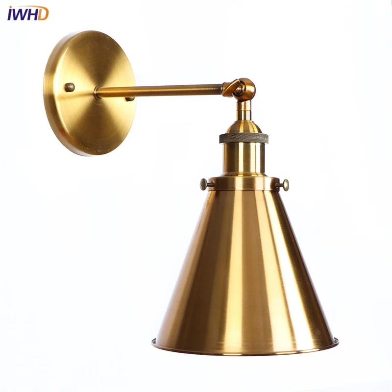 

IWHD Decor LED Wall Lamp Restaurant Coffee Bar Bedroom Vintage Stair Light Fixtures Industrial Iron Plating Gold Loft Lighting