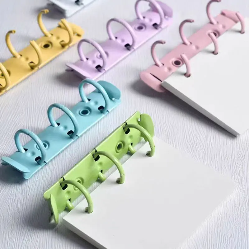 Imagem -03 - Colorido Metal Loose Leaf Binding Clip 3-hole Pasta de Arquivo Spiral Binder Faça Você Mesmo Diário Clips Anel para a8 Mini Escritório Papelaria Pcs