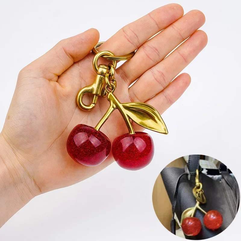 Designer Fashion Cherry Keychain Exquisite Women\'s Internet-famous Handbag Pendant High-Grade Individualized Bag Accessories