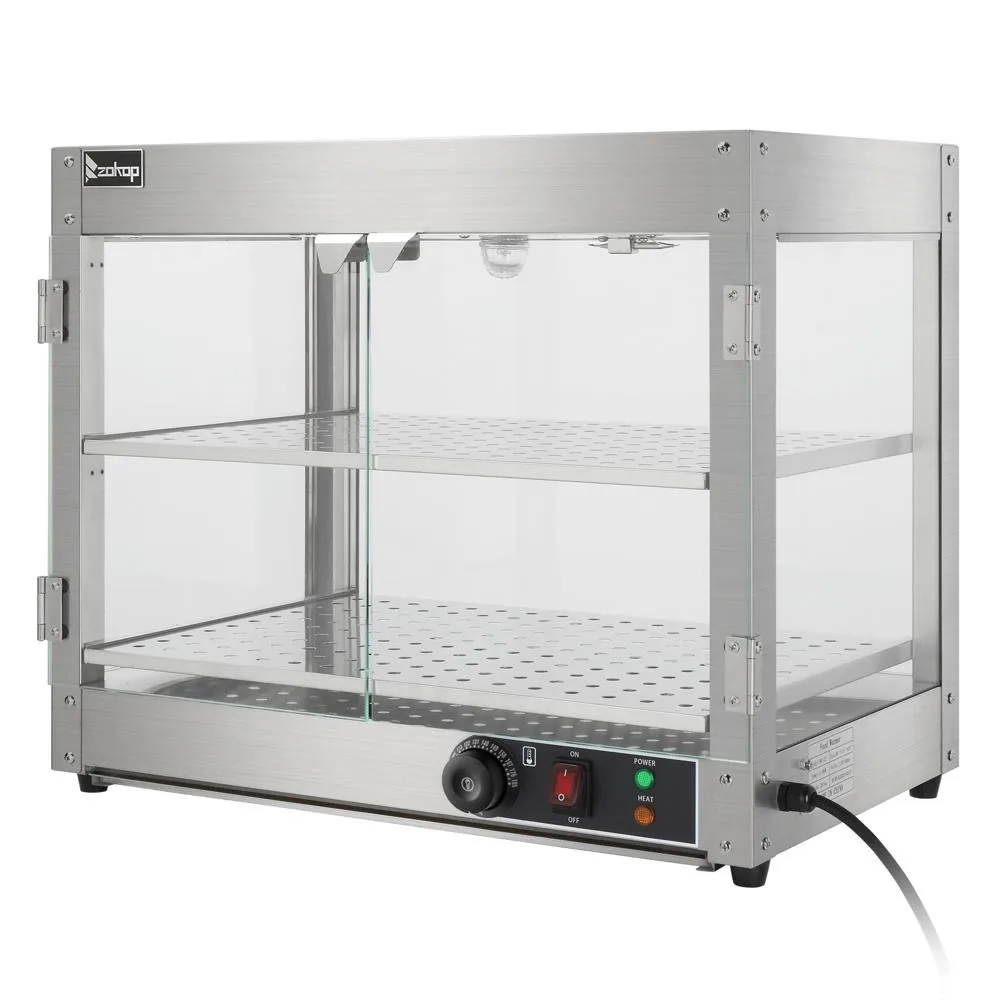 2 Tier Electric 800W Food Warmer Display Case Commercial Food Pizza Showcase New