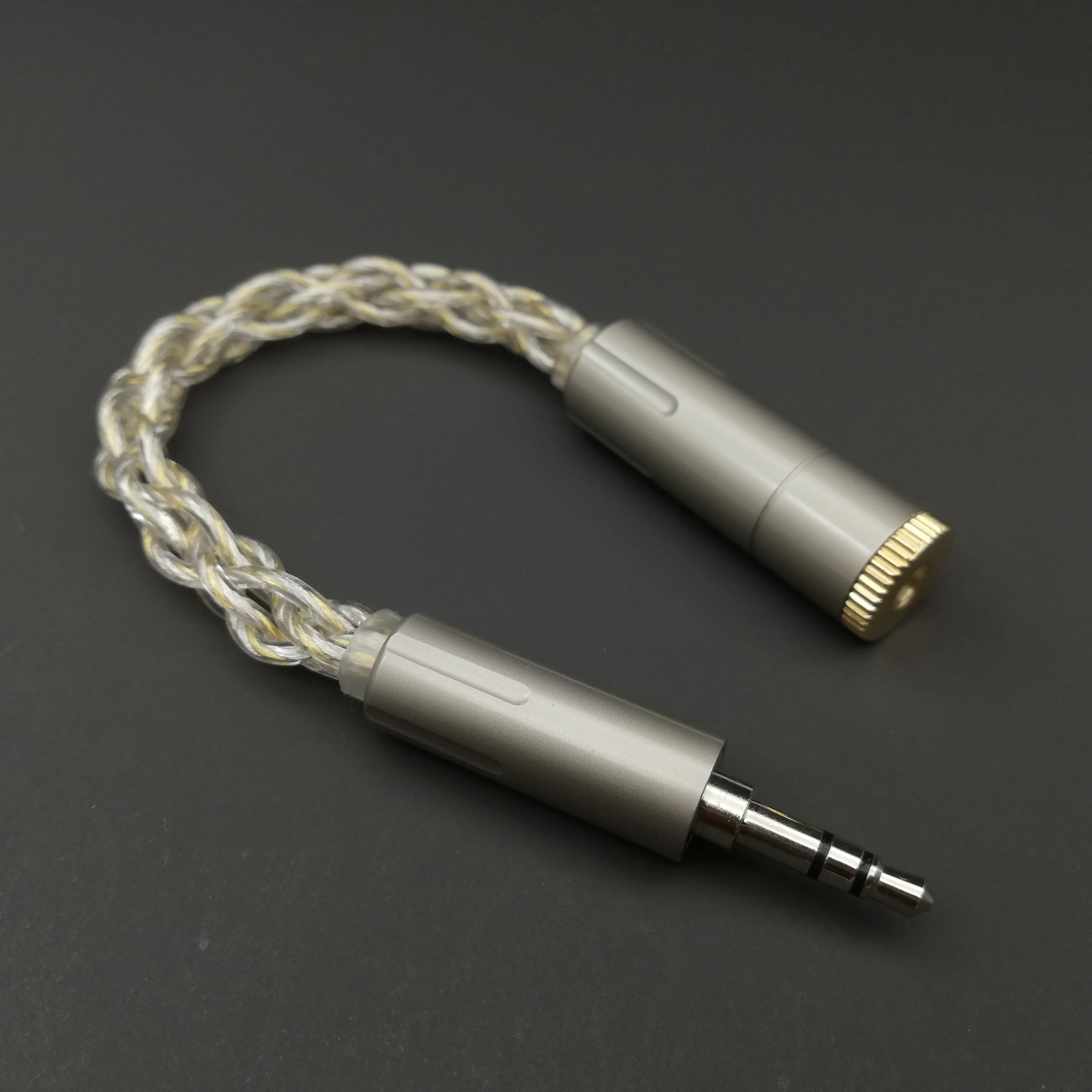 Adapter słuchawek kabel Stereo dla odtwarzacza 4.4MM do 3.5MM złoty srebrny pallad ze stopu miedzi