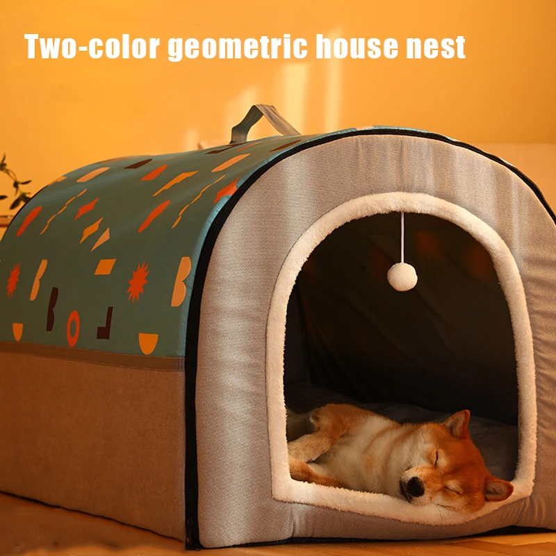 Big House for Pet Foldable and Washable Semi Enclosed Cat Dog Bed Pet Supplies In Autumn Winter S/M/L/XL Suit for 5-25KG Pets