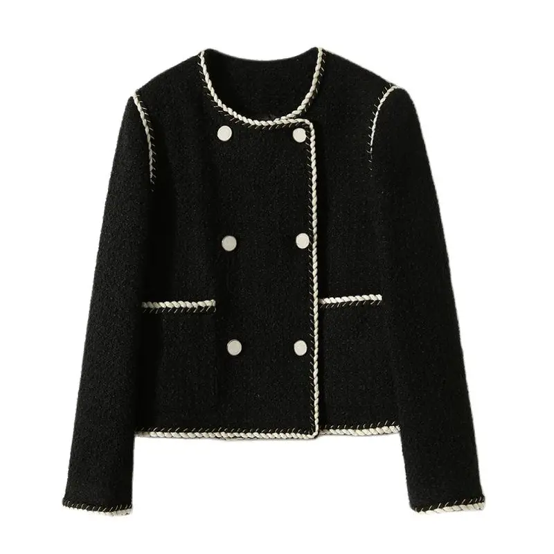 

Ladies' Tweed Knitted Short Women's Wear Autumn 2022 New Suit Jacket White Black Blazers