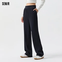 Semir 2024 Casual Pants Women Textured Trousers Slim Versatile Spring Temperament Loose Wide-Leg Pants Women Simple Style