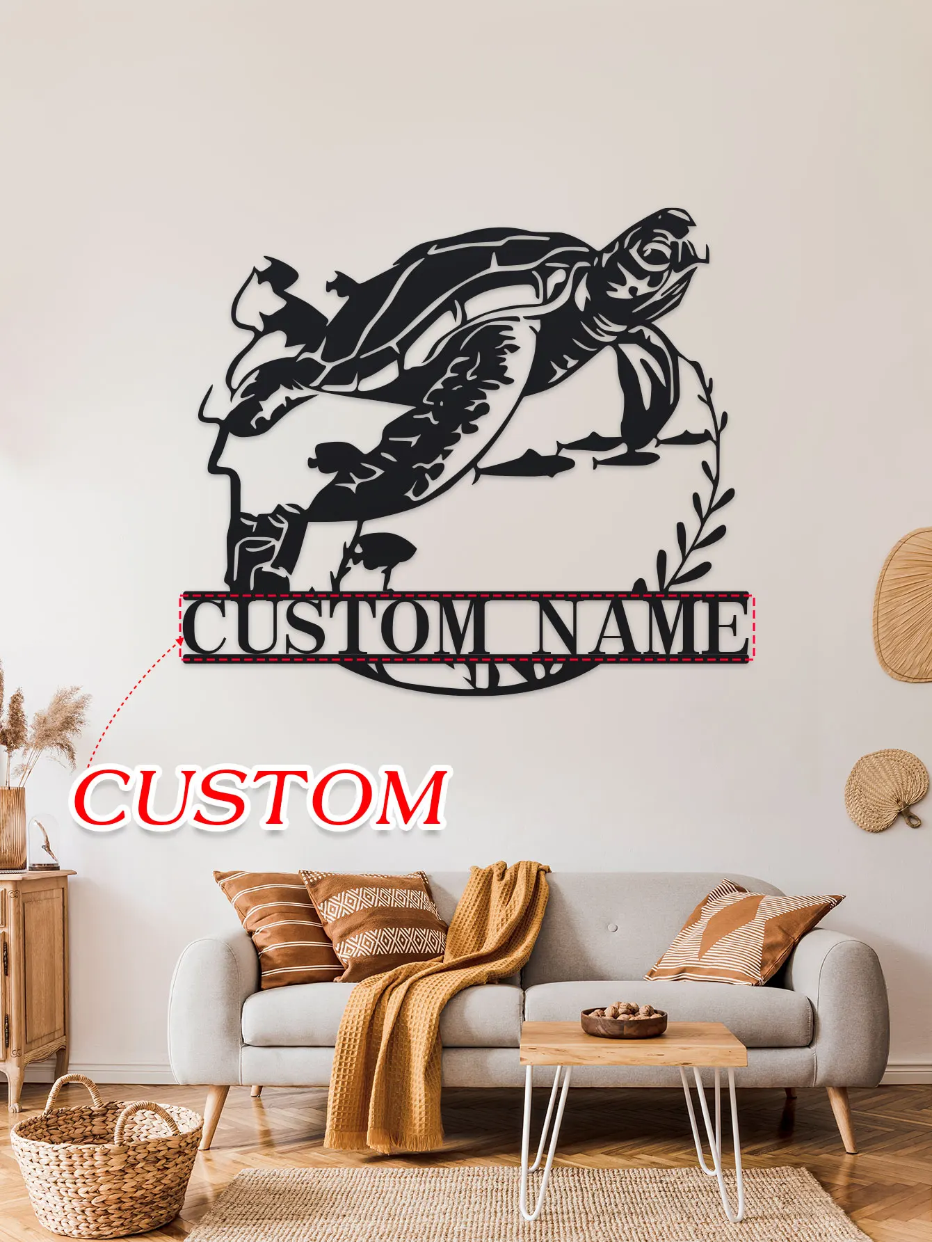 Sea Turtle Personalized Metal Sign: Custom Name Options - The Perfect Gift for Beach House Enthusiasts