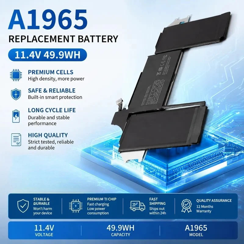 Replacement Laptop Battery for Apple MacBook Air 13 Inch 2018 2019 2020 Models A1932 A1965 A2179 High Capacity Li-ion
