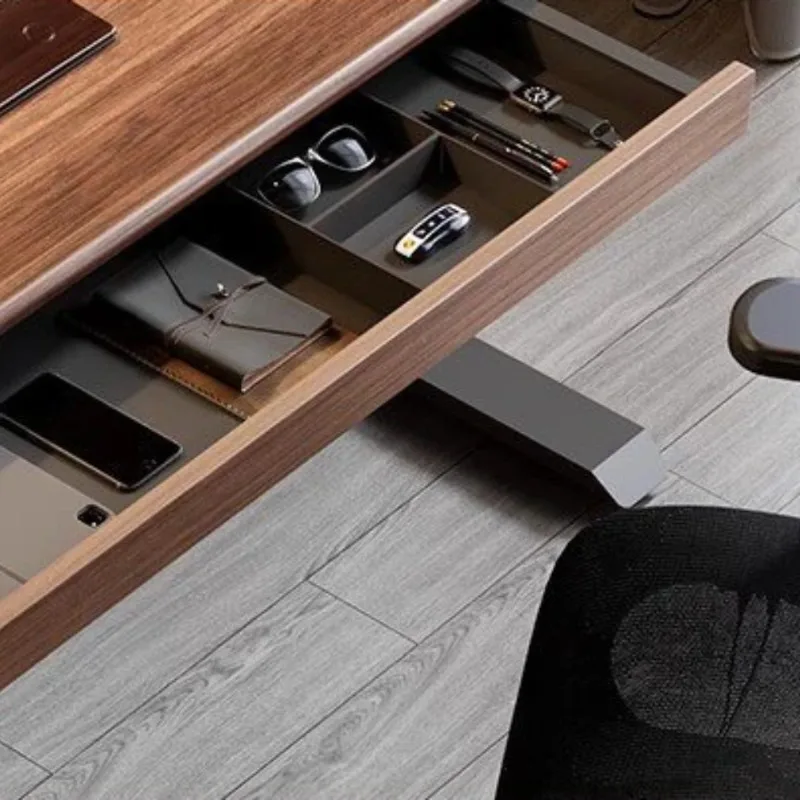 Under Desk Hidden Keyboard Storage Tray with Wooden Divider, Self-Adhesive Hanging Drawer, Space-Saving for Office & Home