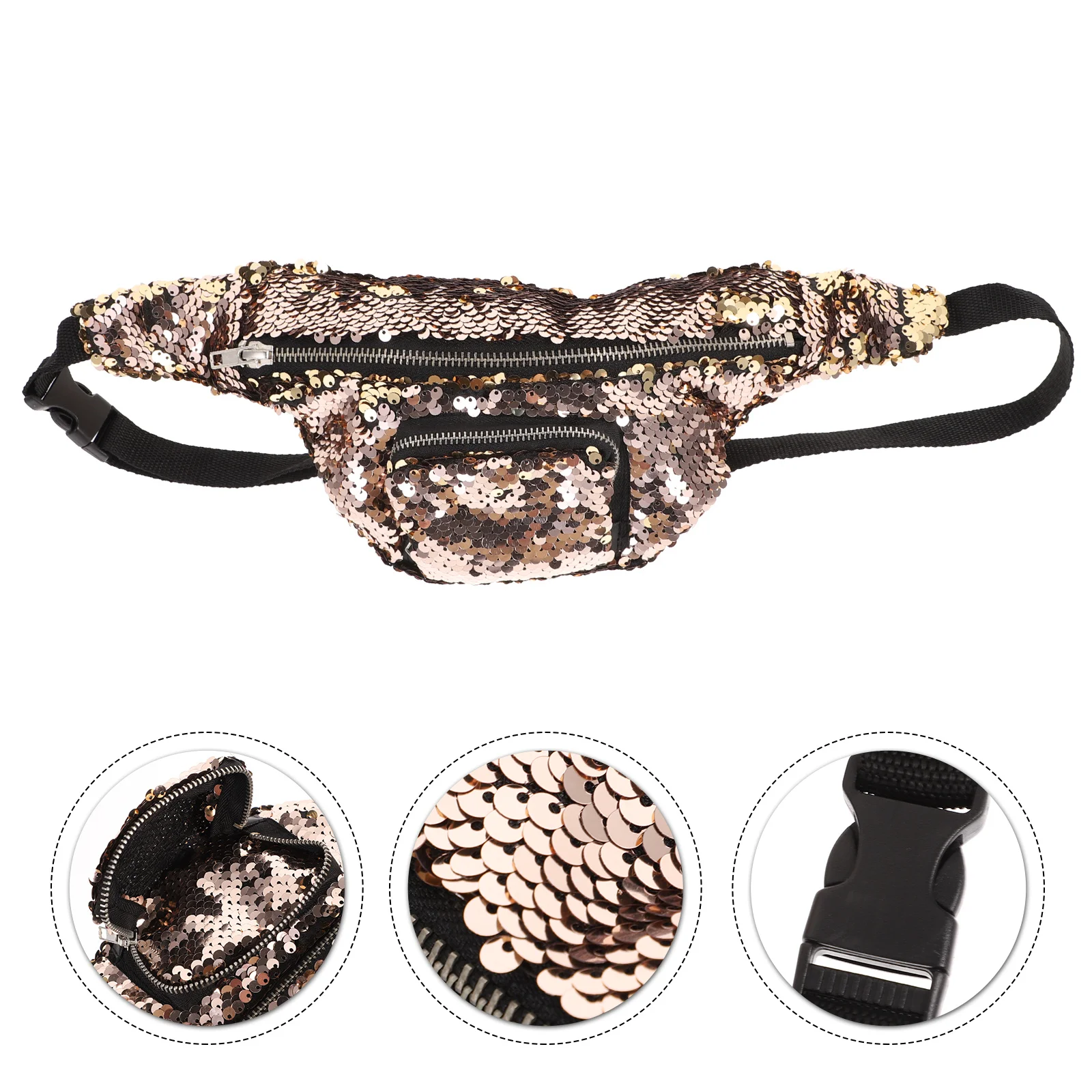 

Women Waist Bag Sequins Design Adjustable Strap Strong Zipper Fanny Pack For Daily Outdoor Travel Use Fanny Packs For Women