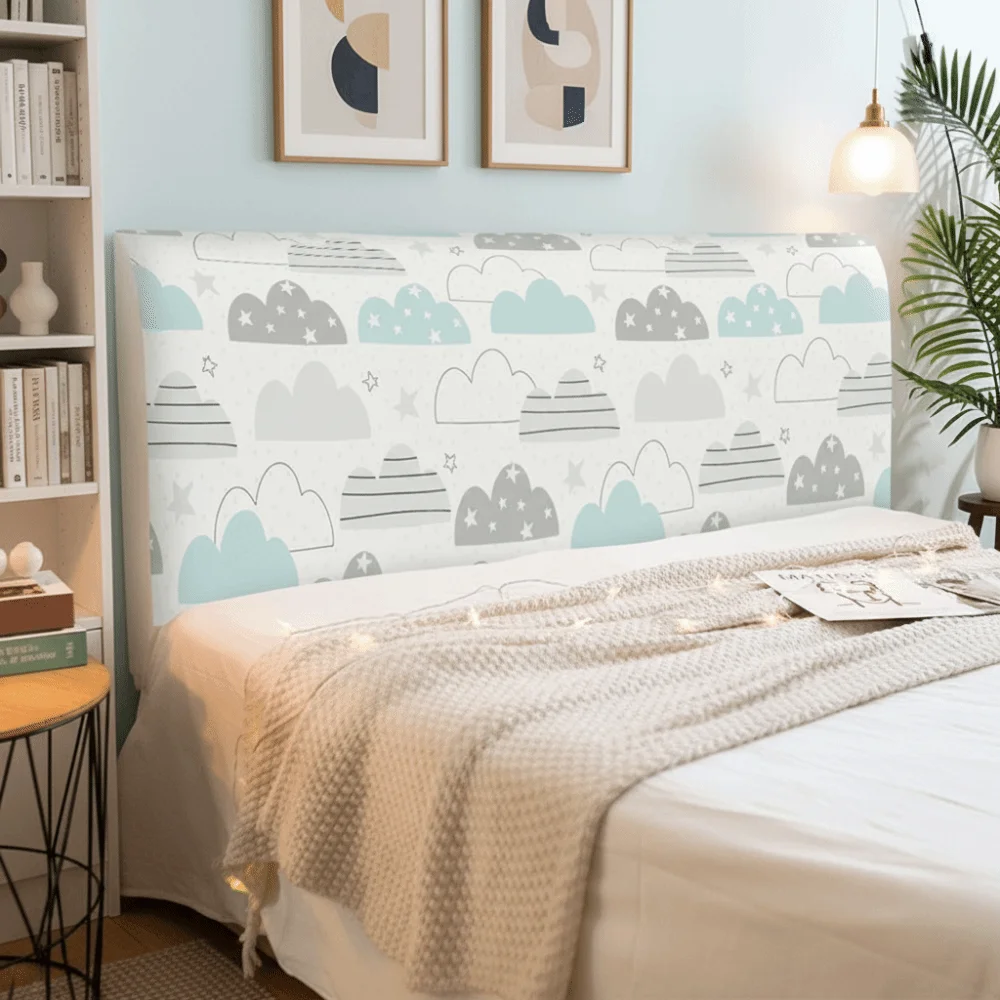 غطاء رأس سرير مرن برسوم كرتونية عالمية، تصميم مطبوع، واقي بجانب السرير غير قابل للانزلاق، غطاء رأس سرير سميك قابل للغسل لغرفة النوم