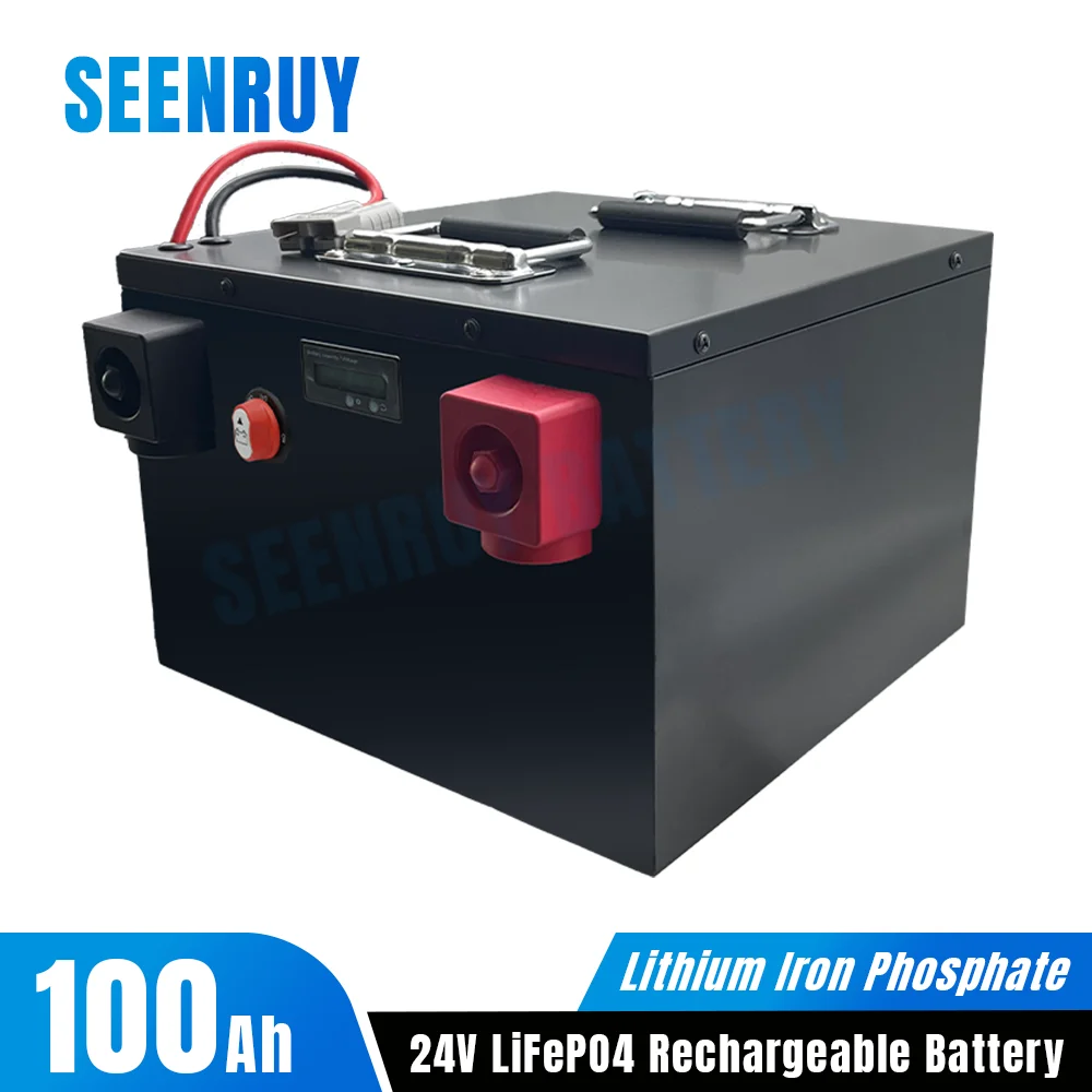 24V 100Ah Lifepo4 Battery Pack Built-in BMS Lithium Iron Phosphate for Motorhome RV Outdoor Solar Energy Eletric Car Campers