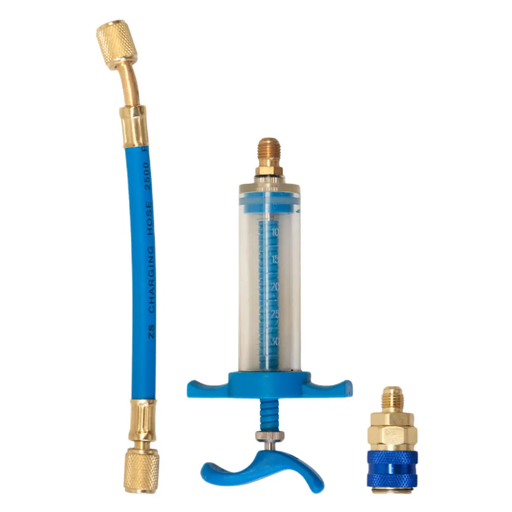 

Car A/C Oil/Dye Injector 30Ml 1Oz with Low Side Quick Coupler Adapter Automotive Oiler Injection Syringe for Car Repair Tools