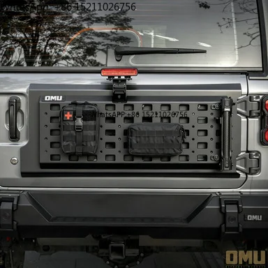 OMU Multi-Function Tailgate Expansion Panel Aluminum Black for Jeep Wrangler JL MOLLE Tail Gate Storage Panel