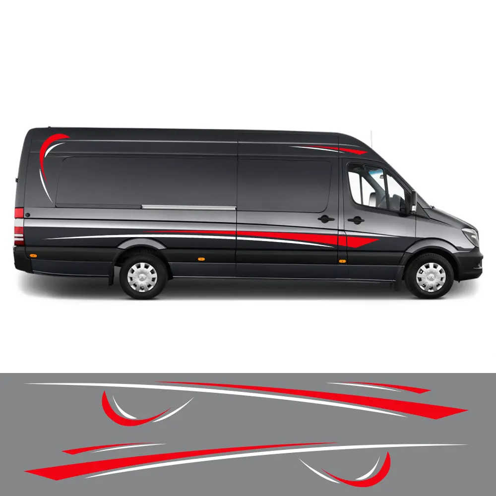 6Pcs/Lot Car Stickers Graphics Sports Vinyl Stripes Camper Van Decals For Peugeot Boxer Citroen Jumper Fiat Ducato Accessories