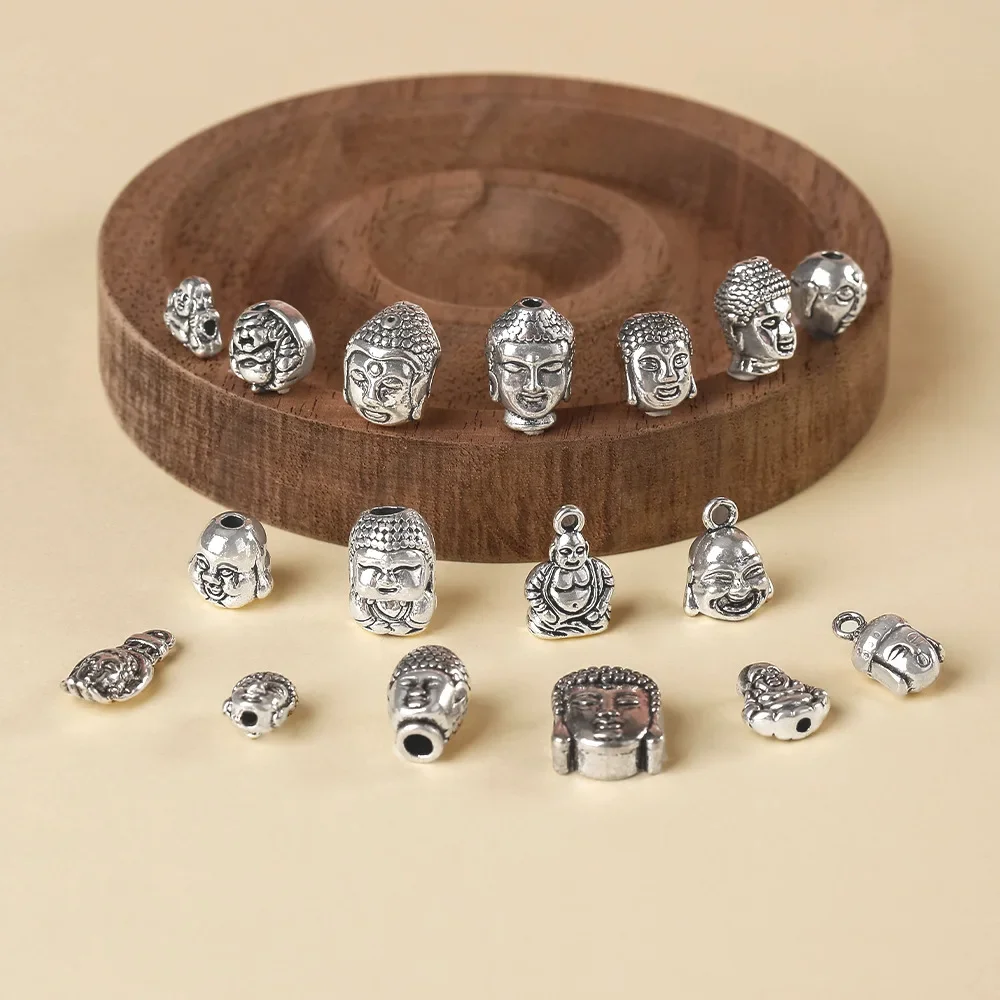 

Высококачественные религиозные аксессуары из сплава в стиле ретро, голова Майтрейи, маленькая статуя Будды, модные аксессуары для одежды