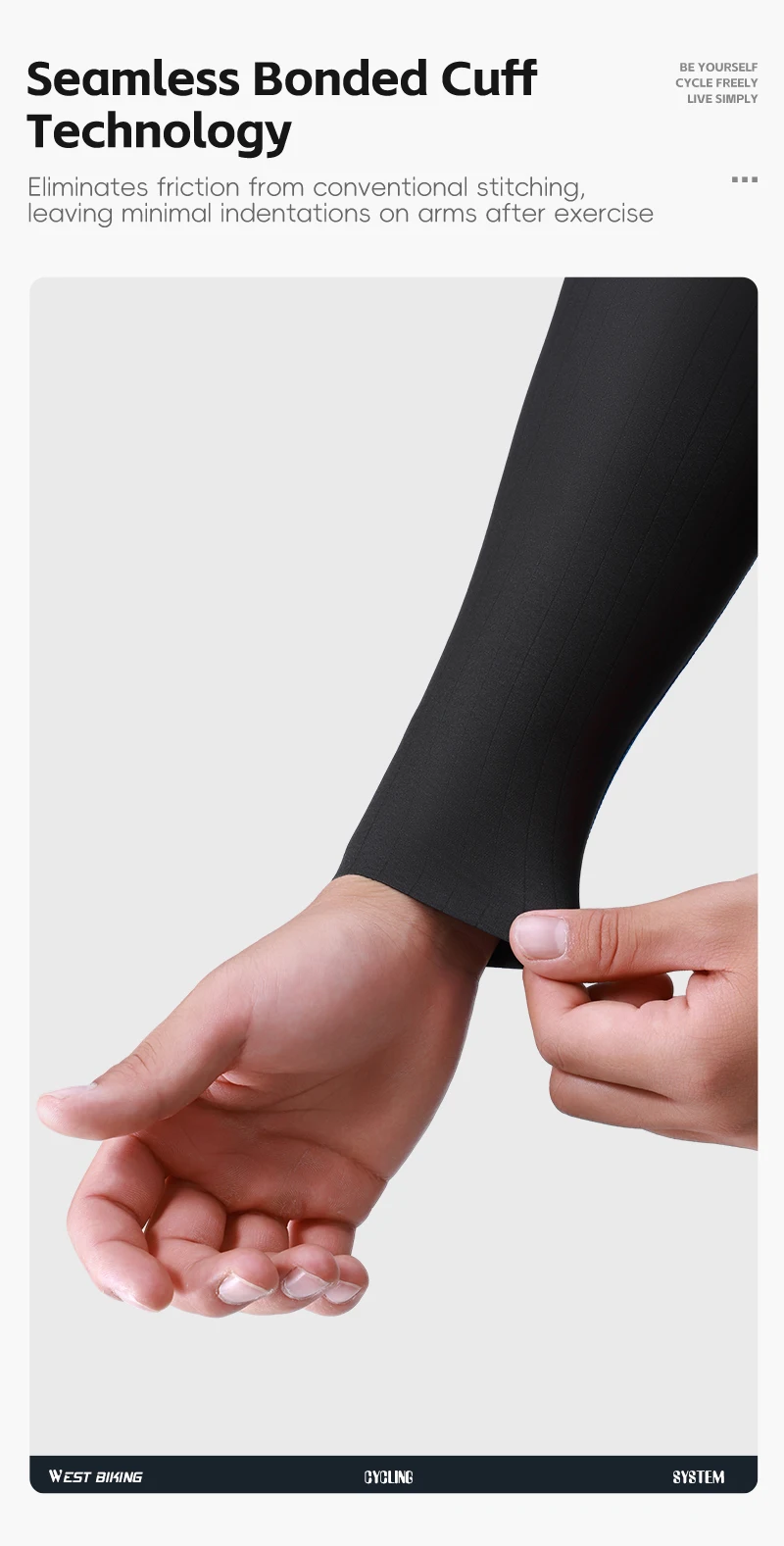 WEST BIKING Herren Fahrradtrikot Langarm Schnelltrocknend Atmungsaktiv Reflektierender Aufdruck Slim Fit Fahrradshirt Rennbekleidung Oberteil – Detail 8