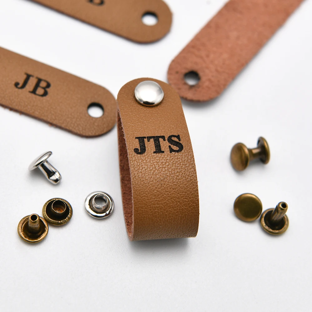 

Custom Leather Labels - Laser Engraved, Eco - friendly 1mm - for Home Decor, Clothing & DIY - 0.5"*3" - Free Rivets